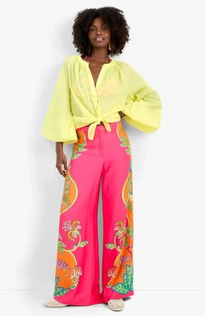 Trina Turk Lanay Tiger Lily Tango Print Pant In Yellow