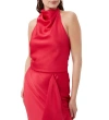 Trina Turk Lanika Satin Cowl Neck Halter Top In Cannes Coral