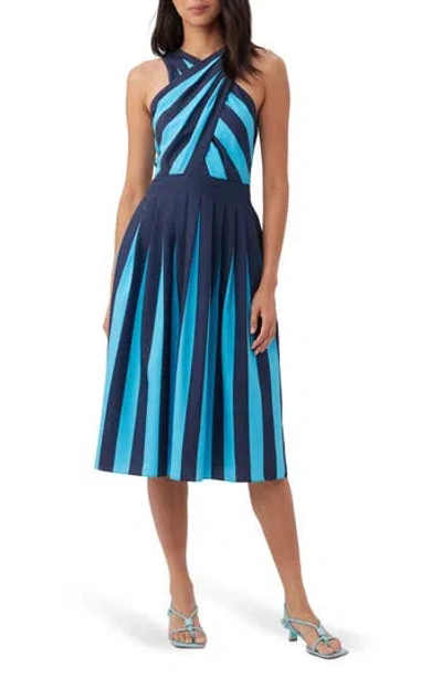 Trina Turk Latitude Halter Neck Midi Dress In Blue