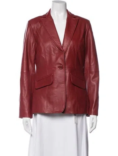 Pre-owned Trina Turk Leather Blazer W/ Tags In Red