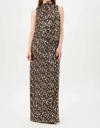Trina Turk Lenaya 2 Sleeveless Sequin Column Gown In Black Gold