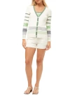 Trina Turk Leylah Striped Button-front Cardigan In Whitewash/ink