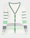 Trina Turk Leylah Striped Button-front Cardigan In Whitewash/ink