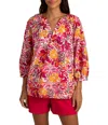Trina Turk Light Hearted Balloon Sleeve Top In Red