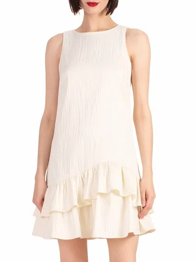 Trina Turk Lightyear Ruffled Drop-waist Mini Dress In Winter White In Beige