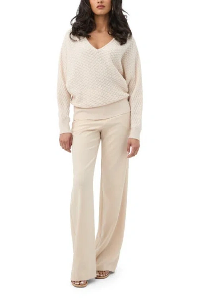 Trina Turk Lima V-neck Pullover Sweater In Neutral