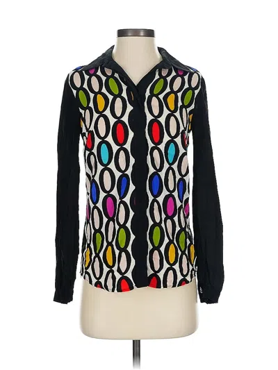 Pre-owned Trina Turk Long Sleeve Blouse In Black