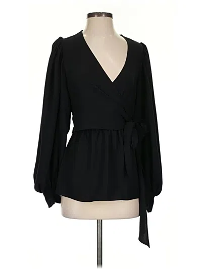 Pre-owned Trina Turk Long Sleeve Blouse In Black