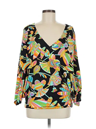 Pre-owned Trina Turk Long Sleeve Blouse In Black
