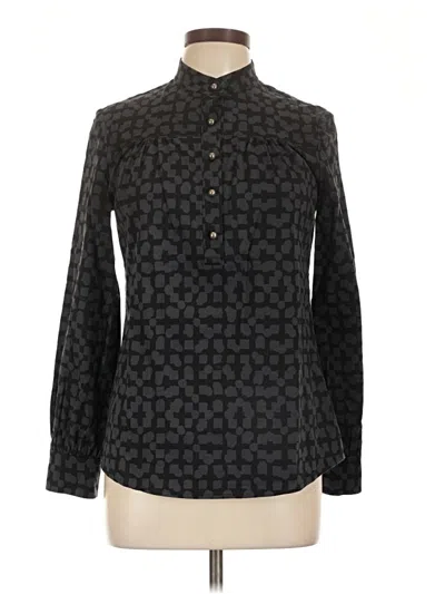 Pre-owned Trina Turk Long Sleeve Blouse In Black