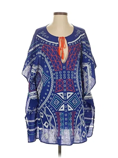 Pre-owned Trina Turk Long Sleeve Blouse In Blue