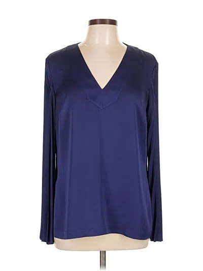 Pre-owned Trina Turk Long Sleeve Blouse In Blue