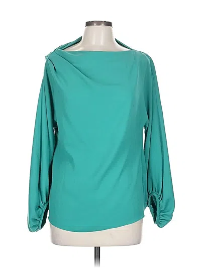 Pre-owned Trina Turk Long Sleeve Blouse In Blue