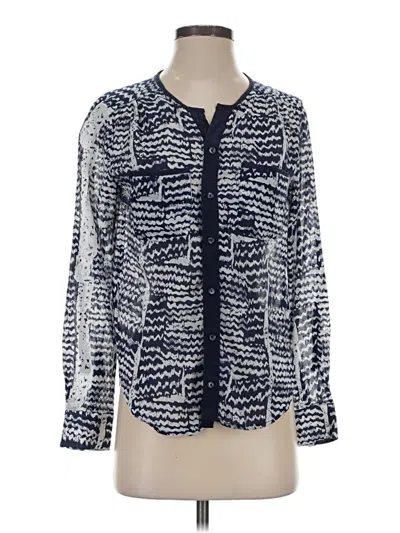 Pre-owned Trina Turk Long Sleeve Blouse In Blue