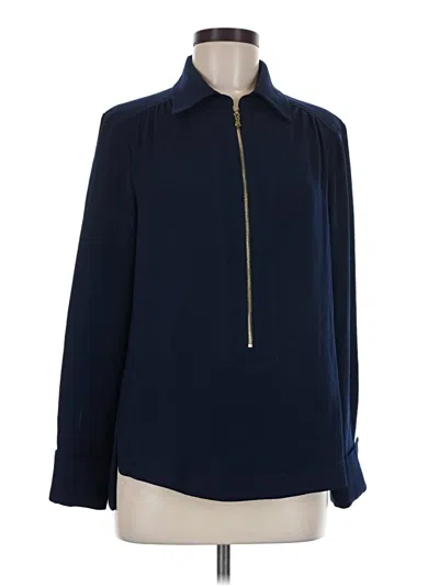Pre-owned Trina Turk Long Sleeve Blouse In Blue