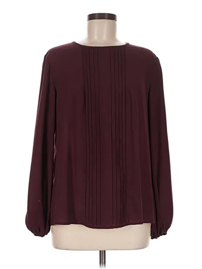 Pre-owned Trina Turk Long Sleeve Blouse In Burgundy