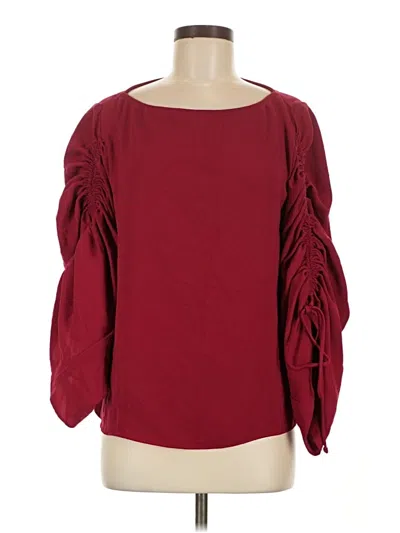 Pre-owned Trina Turk Long Sleeve Blouse In Burgundy