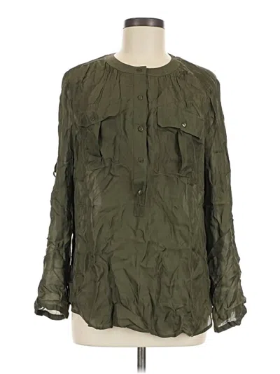 Pre-owned Trina Turk Long Sleeve Blouse In Green