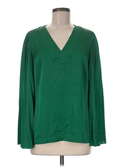 Pre-owned Trina Turk Long Sleeve Blouse In Green