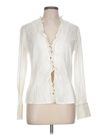 Pre-owned Trina Turk Long Sleeve Blouse In Ivory