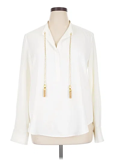 Pre-owned Trina Turk Long Sleeve Blouse In Ivory