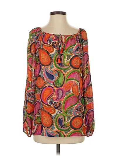Pre-owned Trina Turk Long Sleeve Blouse In Orange