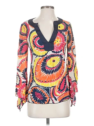 Pre-owned Trina Turk Long Sleeve Blouse In Orange