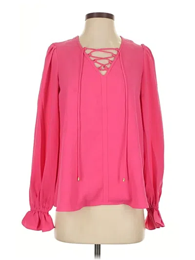 Pre-owned Trina Turk Long Sleeve Blouse In Pink