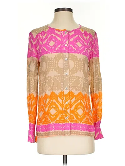 Pre-owned Trina Turk Long Sleeve Blouse In Pink