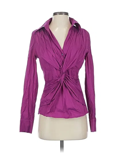Pre-owned Trina Turk Long Sleeve Blouse In Purple