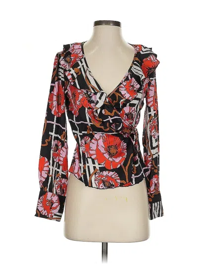 Pre-owned Trina Turk Long Sleeve Blouse In Red