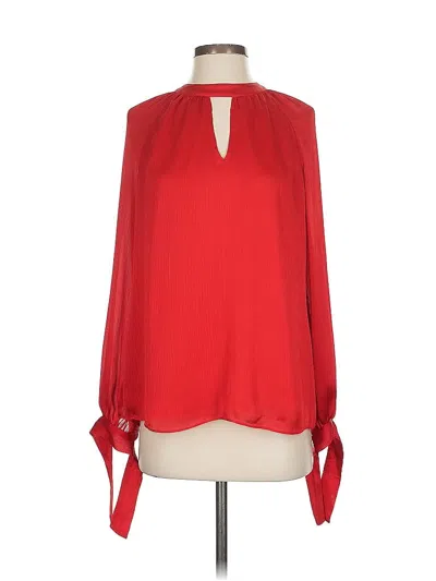 Pre-owned Trina Turk Long Sleeve Blouse In Red