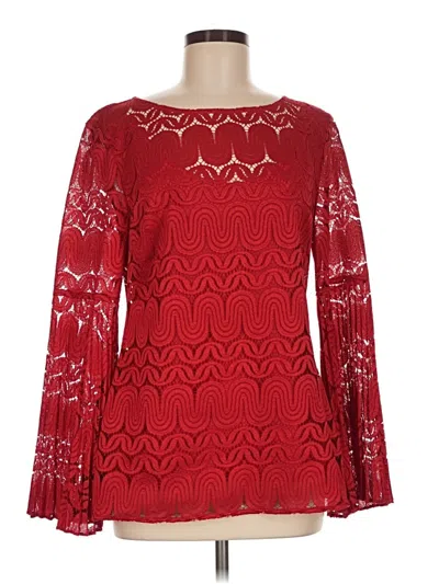 Pre-owned Trina Turk Long Sleeve Blouse In Red