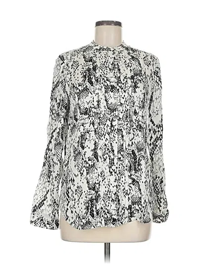 Pre-owned Trina Turk Long Sleeve Blouse In Silver