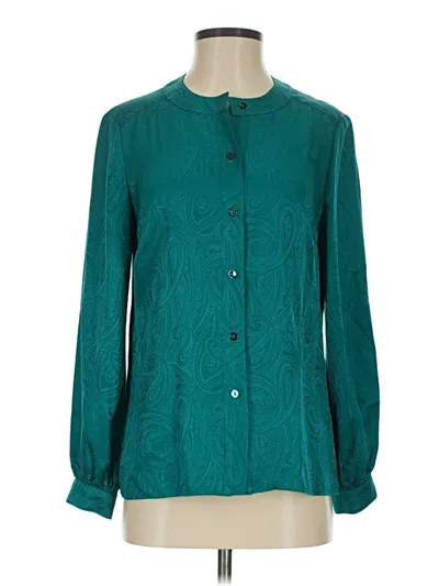 Pre-owned Trina Turk Long Sleeve Blouse In Teal