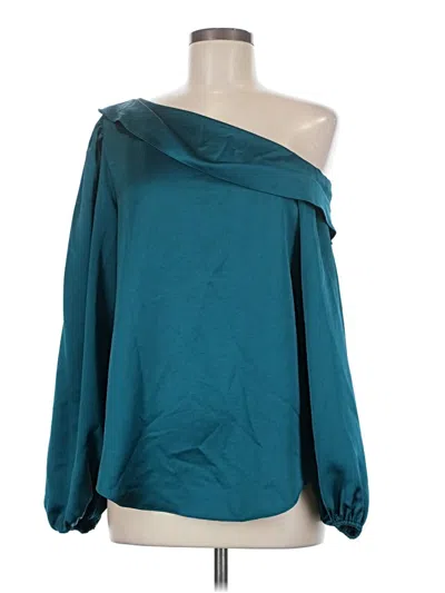 Pre-owned Trina Turk Long Sleeve Blouse In Teal