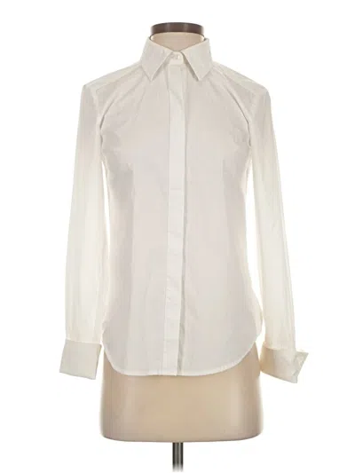 Pre-owned Trina Turk Long Sleeve Blouse In White