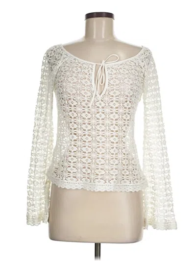 Pre-owned Trina Turk Long Sleeve Blouse In White