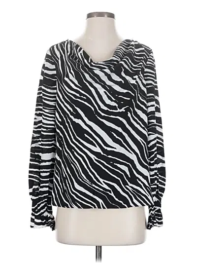 Pre-owned Trina Turk Long Sleeve Silk Top Silver Cowl Neck Tops