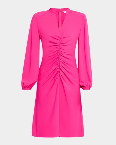 Trina Turk Lora Ruched Blouson-sleeve Dress In Petal Pink