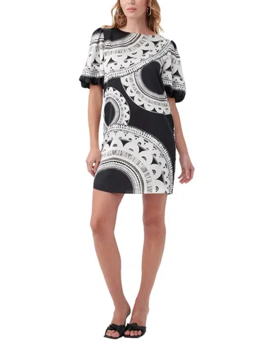 Trina Turk Luv Puff-sleeve Mini Shift Dress In Multi