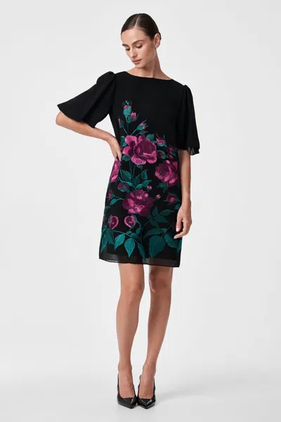 Trina Turk Luv Embroidered Mini Dress In Black