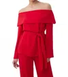 Trina Turk Lyndi Off-shoulder Foldover Top In Red