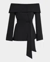 Trina Turk Lyndi Off-shoulder Foldover Top In Black