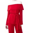 Trina Turk Lyndi Off-shoulder Foldover Top In Red