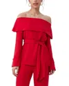 Trina Turk Lyndi Top Womens Red Spark Tie Waist Off The Shoulder Preppy Nwo187 In Red
