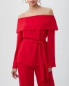 Trina Turk Lyndi Off-shoulder Foldover Top In Red Spark