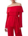 Trina Turk Lyndi Top Womens Red Spark Tie Waist Off The Shoulder Preppy Nwo187 In Red