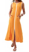 Trina Turk Magnifique Front Slit Midi Dress In Orange