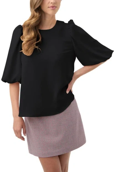Trina Turk Magnolia Puff Sleeve Top In Black